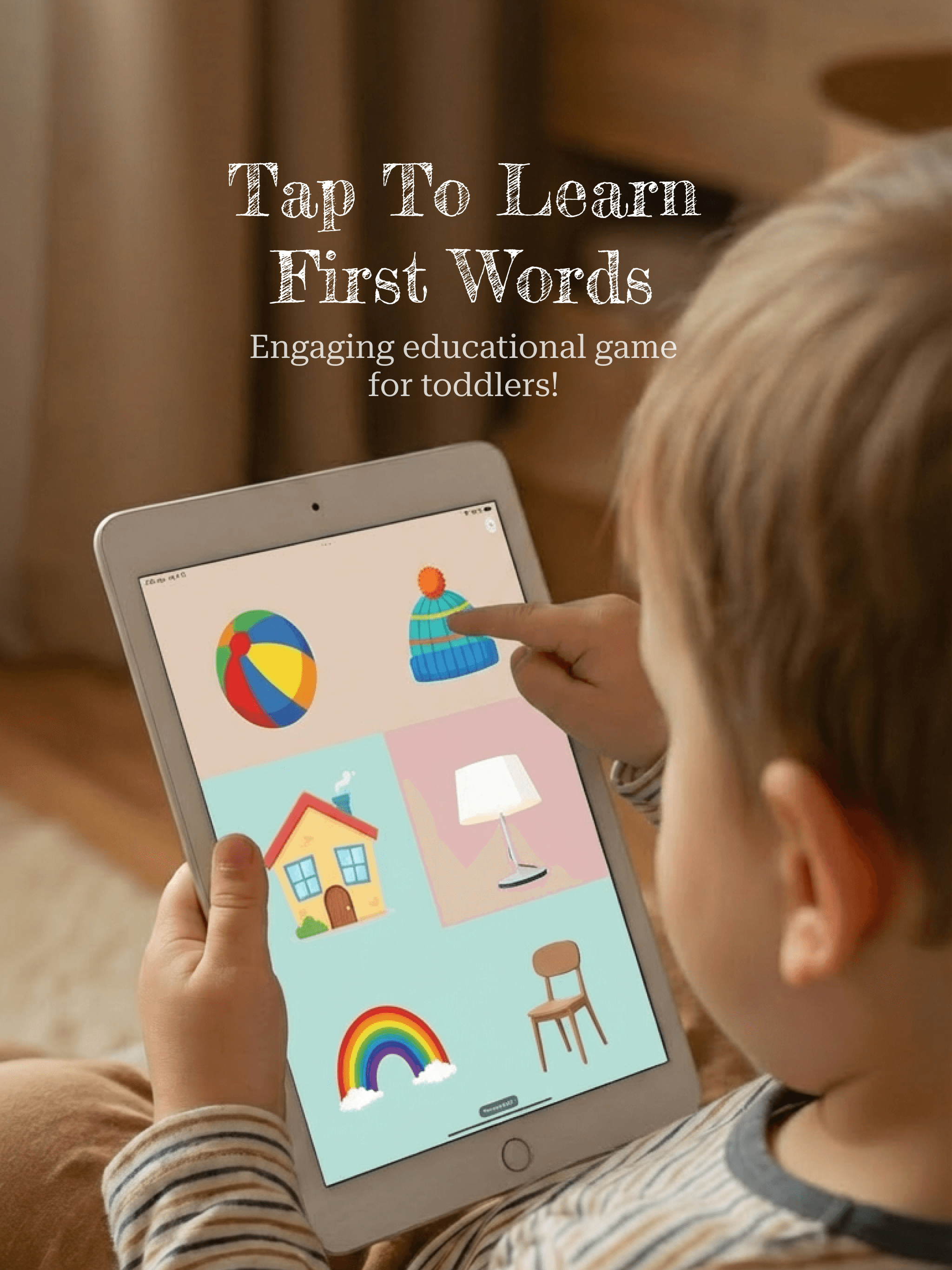 Tapidoo app showing first words learning game for toddlers